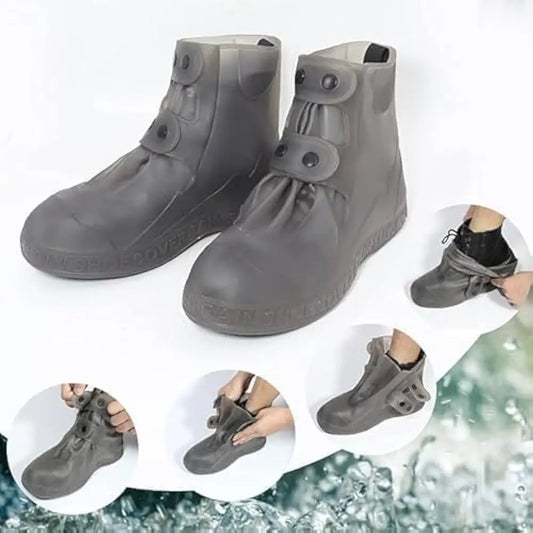 Waterproof Rain Shoe Covers with Secure Button Closure