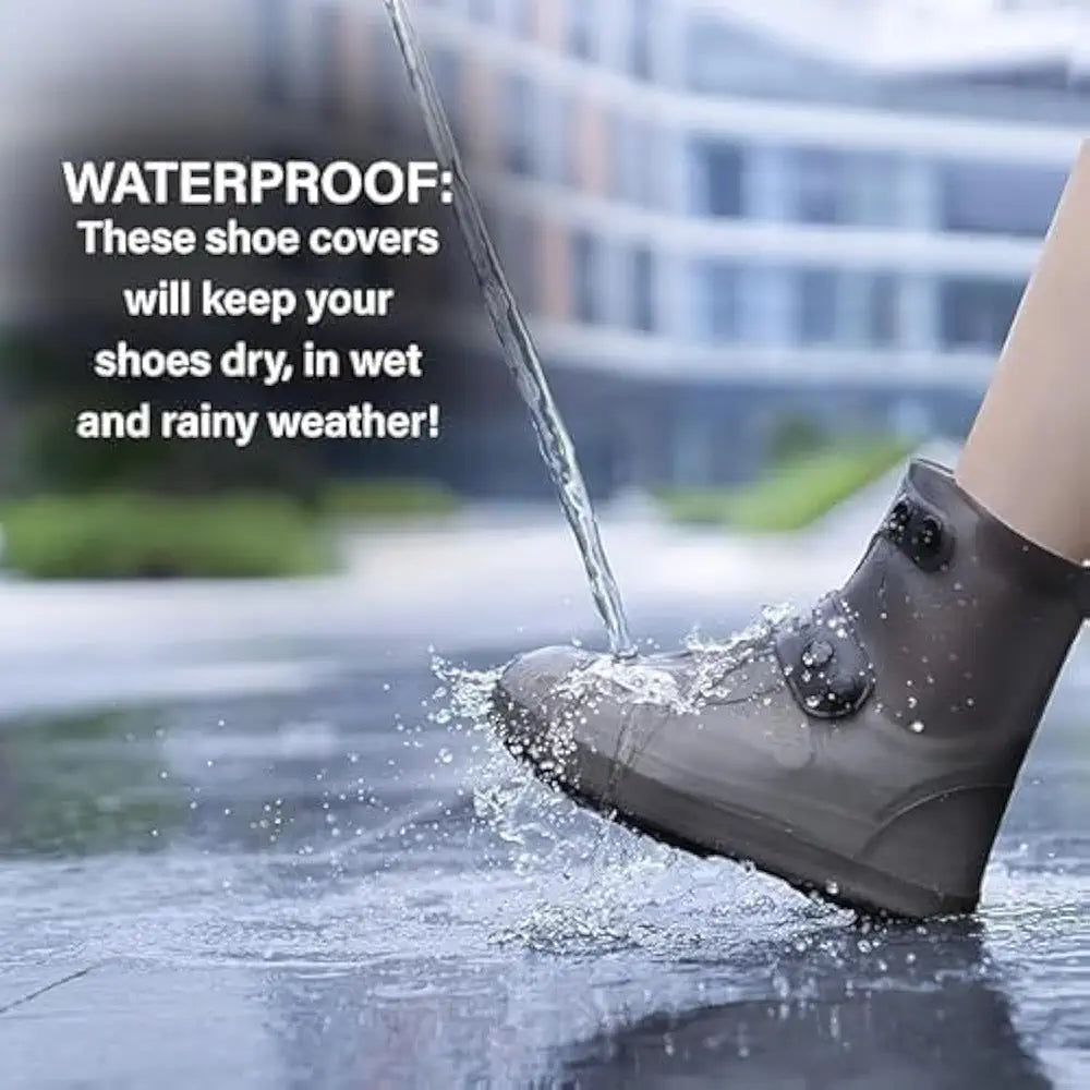Waterproof Rain Shoe Covers with Secure Button Closure