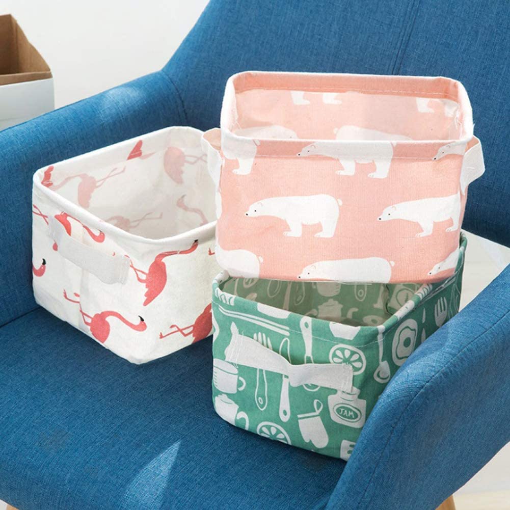 Canvas Fabric Basket with Handle ( Pack of 4 )