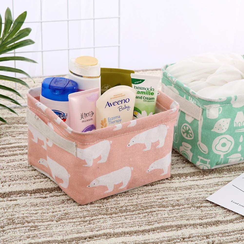 Canvas Fabric Basket with Handle ( Pack of 4 )