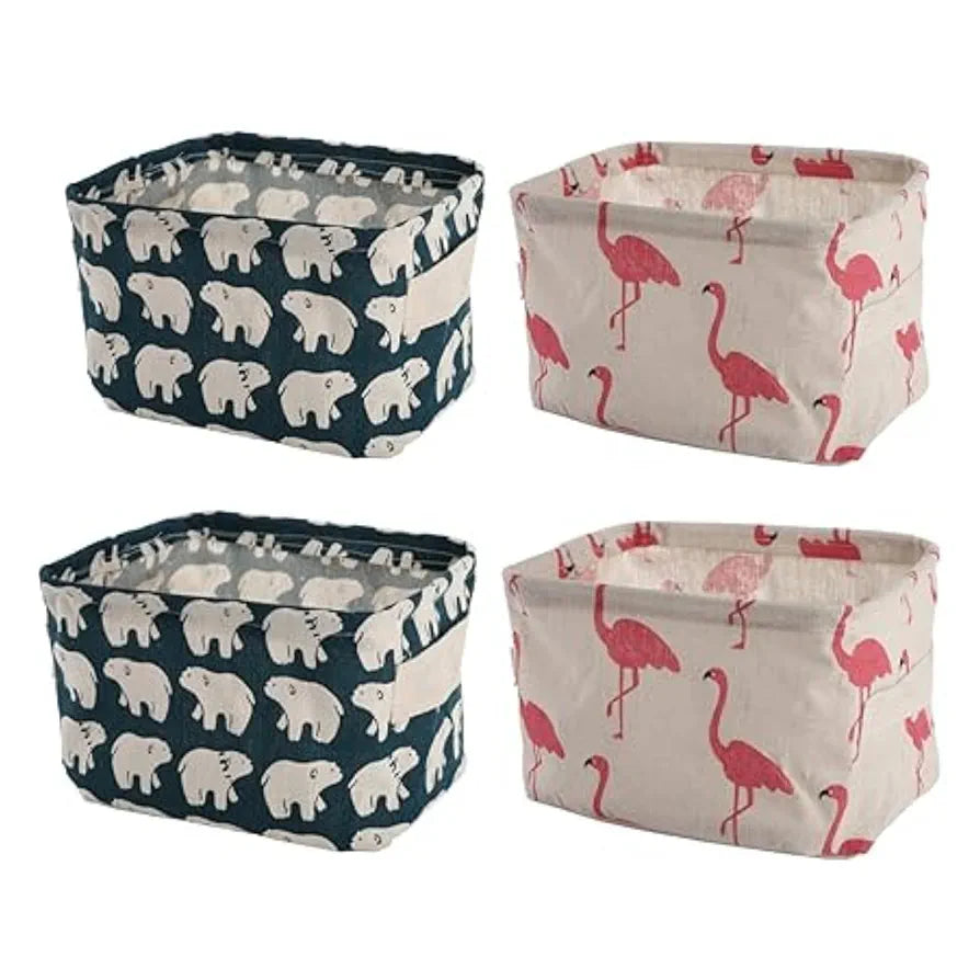 Canvas Fabric Basket with Handle ( Pack of 4 )