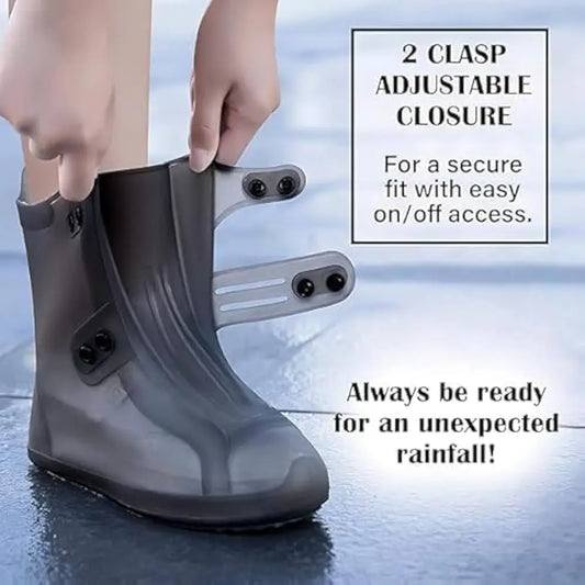 Waterproof Rain Shoe Covers with Secure Button Closure