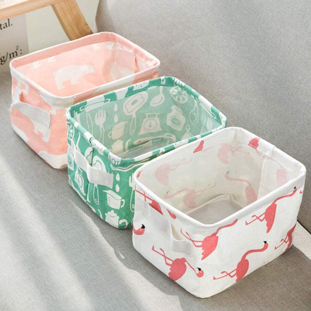 Canvas Fabric Basket with Handle ( Pack of 4 )