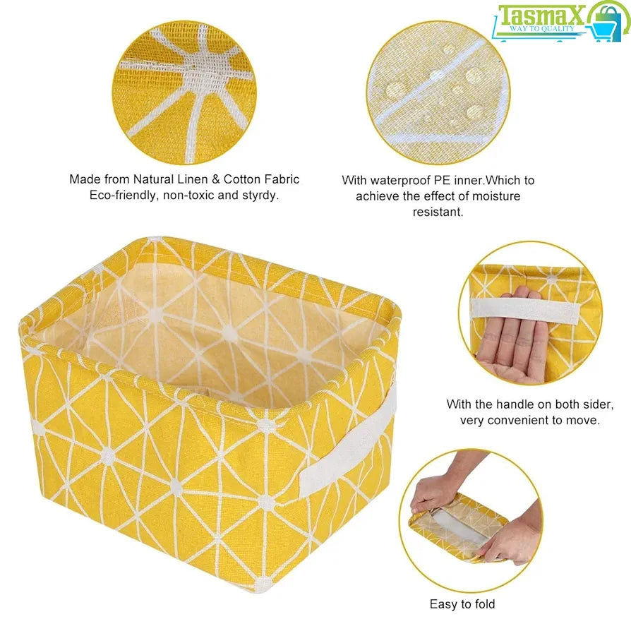 Canvas Fabric Basket with Handle ( Pack of 4 )