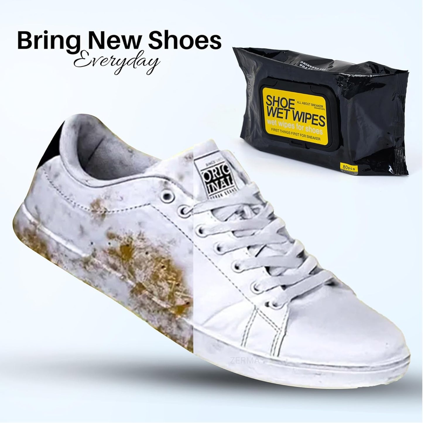 Natural Sneaker & Shoe Cleaner Wipes - 1 Packs of 80