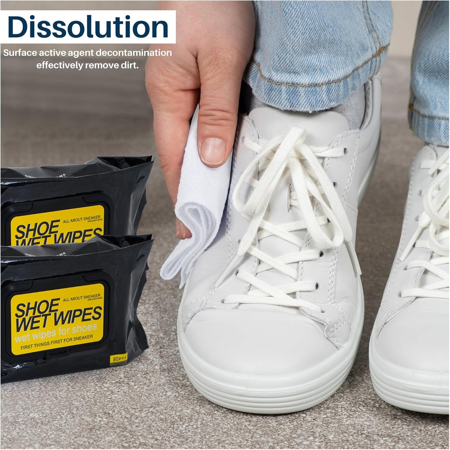 Natural Sneaker & Shoe Cleaner Wipes - 1 Packs of 80